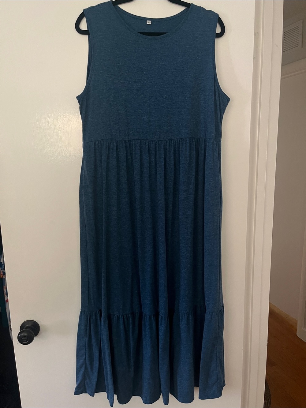 Sleeveless Crewneck Maxi Dress in Teal